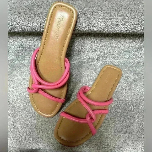 Madewell The Amel Leather Strappy Slip On Sandals Raspberry Frosting Women’s 10 - Picture 2 of 8